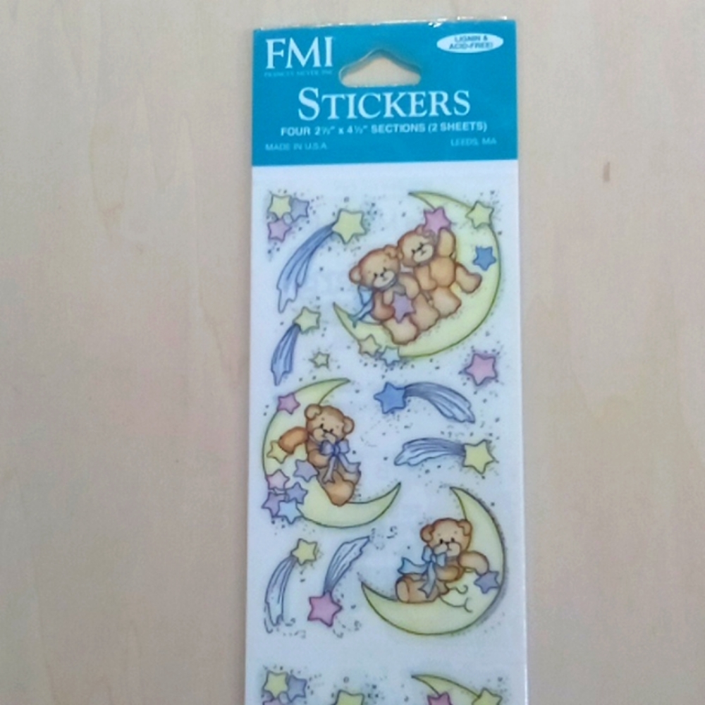 2/$15 VTG Teddy Bear Sweet Dreams Bedtime Scrapbook Sticker 2 Sheet 028647290516